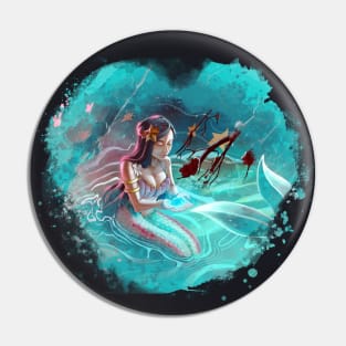 Sapphire Serenity: A Mermaid's Touch (Cerulean Heart) Pin