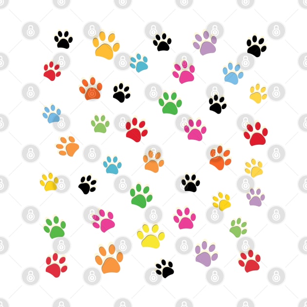 Colorful paw prints pattern by GULSENGUNEL