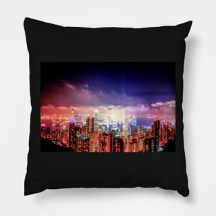 Hong Kong and Kowloon At Night Pillow