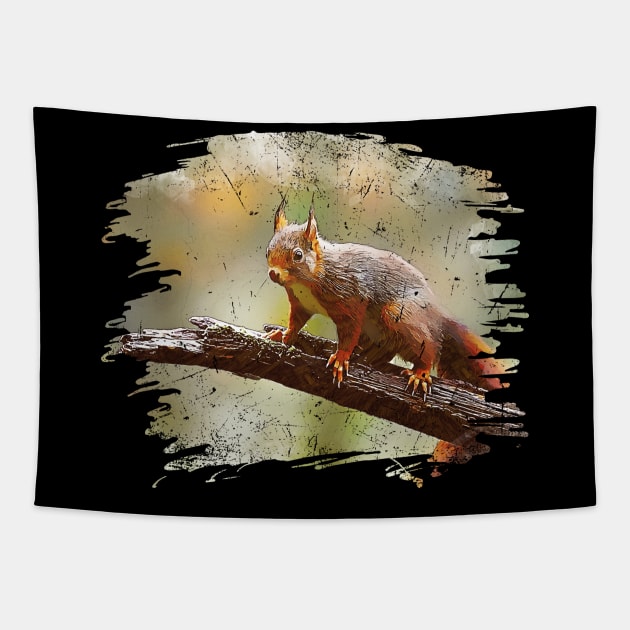 Red Squirrel Vintage Look Tapestry by ShopBuzz