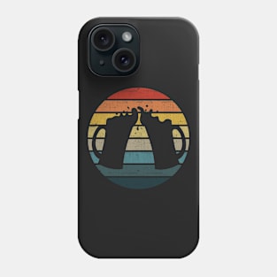 Beer Cheers Silhouette On A Distressed Retro Sunset graphic Phone Case