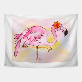 Pretty Pink Flamingo Bird Tapestry
