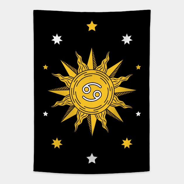 Cancer Sun - Astrology Zodiac Sign - Born in June and July Birthday Gift - Moon Lunar Tarot Card Tapestry by Ranggasme