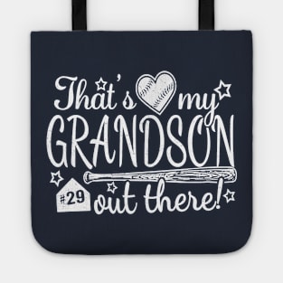 That's My GRANDSON out there #29 Baseball Jersey Uniform Number Grandparent Fan Tote