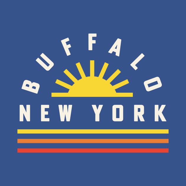 Buffalo NY Retro Vintage Stripes Sunshine by PodDesignShop