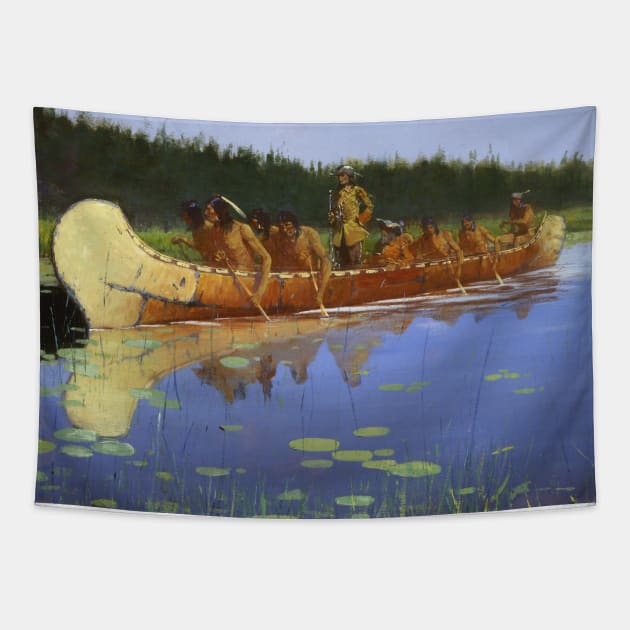 Radisson and Groseilliers by Frederic Remington Tapestry by Classic Art Stall