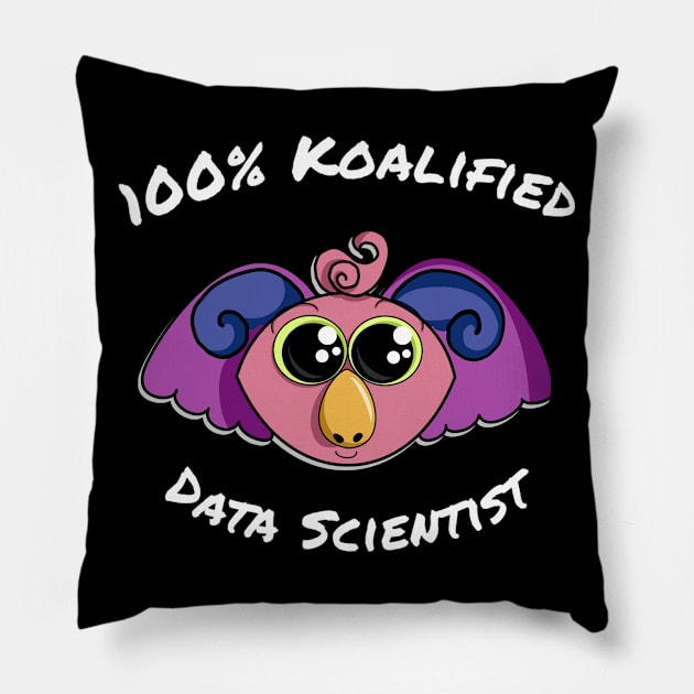 100% Koalified Data Scientist | Koala Dawn Black Pillow by aRtVerse