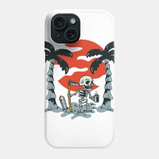 Skull Skeleton With Coffee in paradise Phone Case