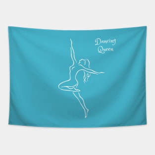 Dancing queen line art. Dancing girl minimalist design. Tapestry