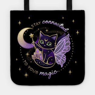 (back print) Stay Connected to your Magic Crystal Cat Tote