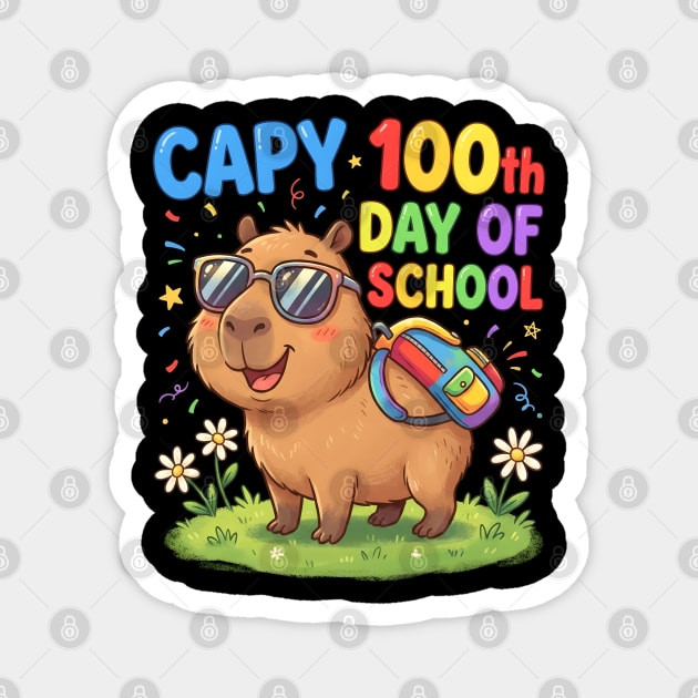 Capybara 100th Day of School Celebration Magnet by Creatifly Graphic Tees