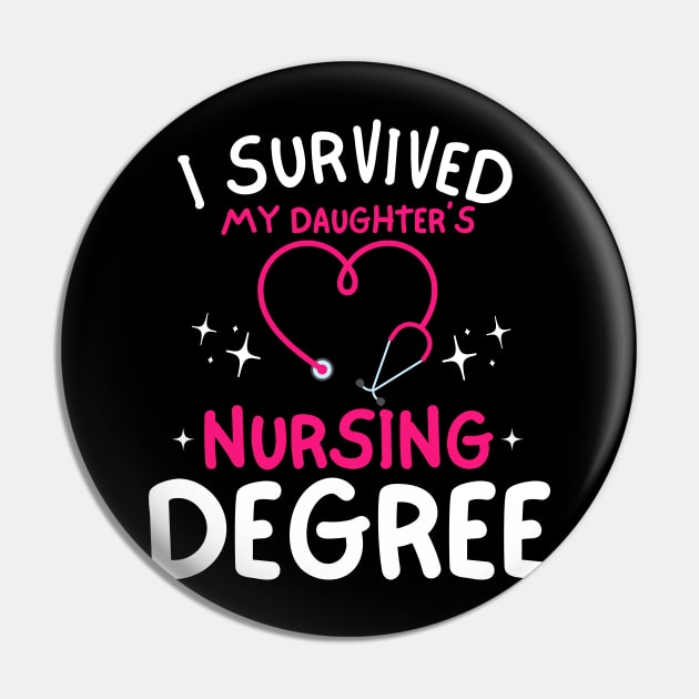 I Survived My Daughter’s Nursing Degree Proud Mom of a Nursing School Graduate Pin by Orth