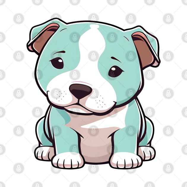 Cute Kawaii Blue Pitbull Puppy by designs4days