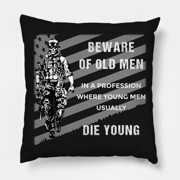 Beware of old Men Pillow by Wykd_Life