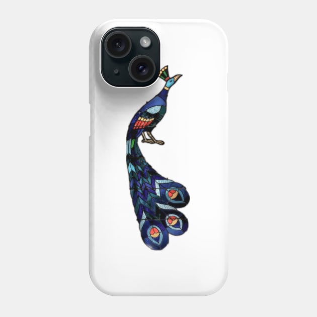 Stained Glass Peacock single in corner Phone Case by Elvis In Leather