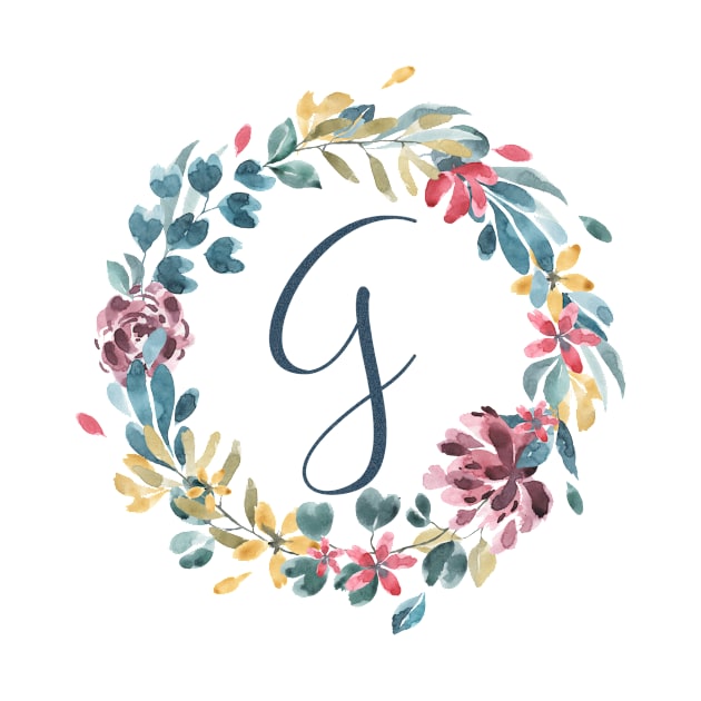 Floral Monogram G Colorful Full Blooms by floralmonogram