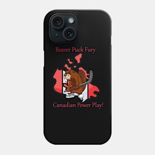 "Beaver Puck Fury: Canadian Power Play!" Phone Case