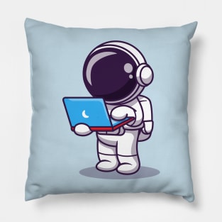 Cute Astronaut Working On Laptop (2) Pillow