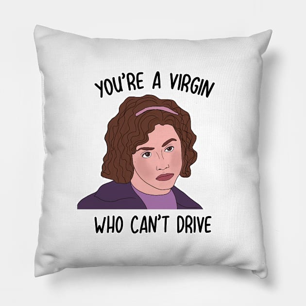 Virgin Who Can’t Drive Pillow by Tiny Baker