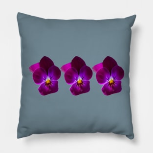 Three Purple Violet Flowers Floral Photo Pillow