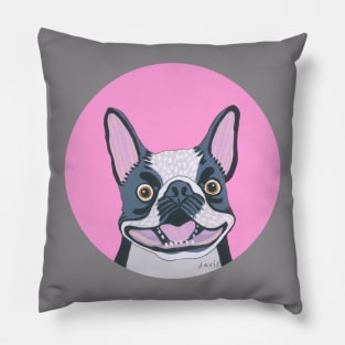 Smiling Boston Terrier Dog Pillow