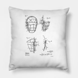 Baseball Catcher's Mask Vintage Patent Drawing Pillow