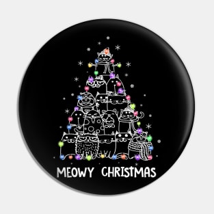 Meowy cat Christmas tree Pin