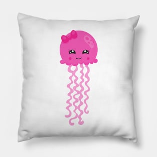 Cute Jellyfish, Little Jellyfish, Pink Jellyfish Pillow