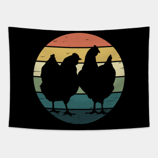 Retro Rainbow Hens for Chicken Lovers Tapestry