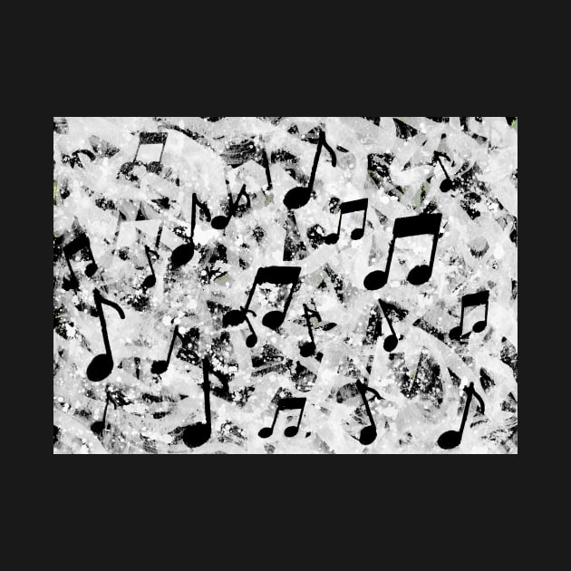 Black and Gray Watercolor Music Note Silhouettes by gloobella