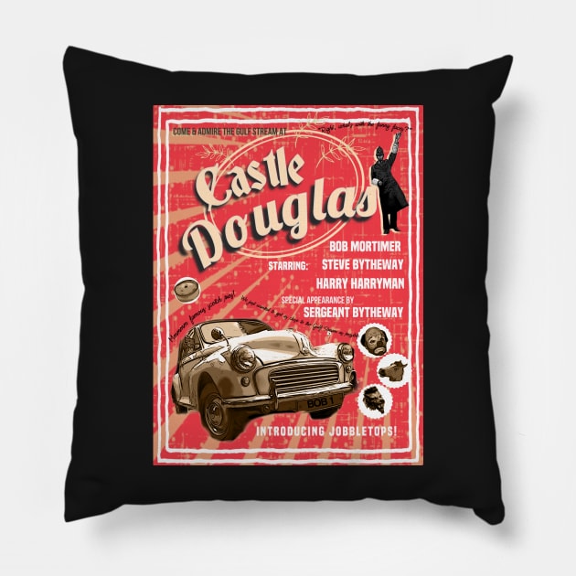 Castle Douglas poster red Pillow by Dpe1974