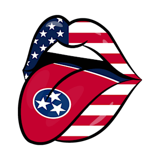 Tennessee American Flag Mouth T-Shirt