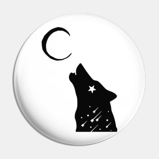 Wolf howling at moon Pin