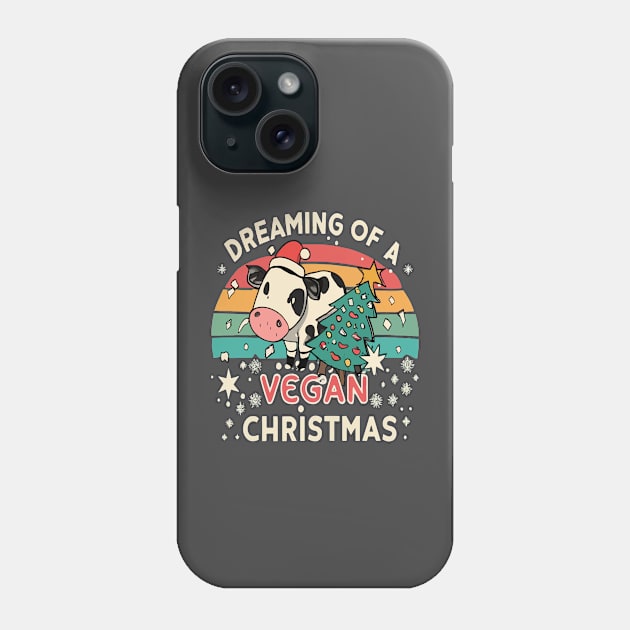 Cute Cow I'm Dreaming of a Vegan Christmas Funny Men Women Phone Case by rhazi mode plagget