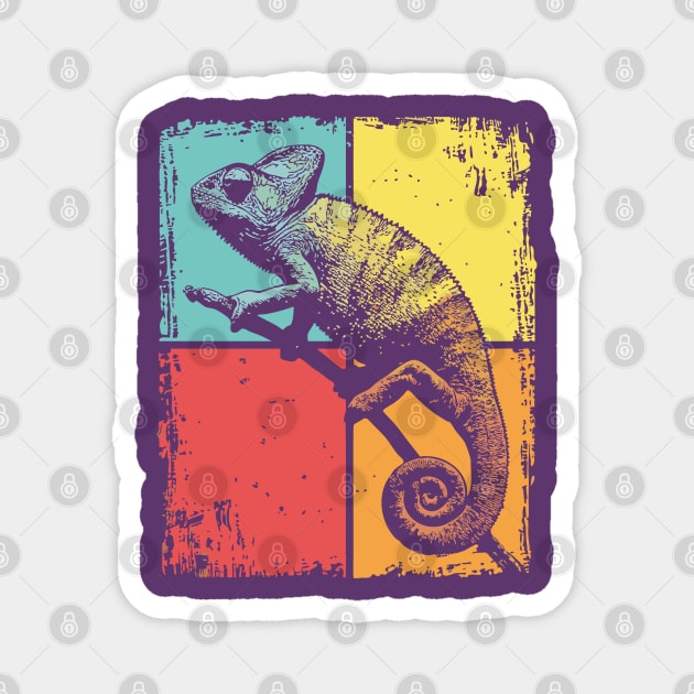 Cool Chameleon Reptile Retro Pop Art Print Magnet by TuncGK
