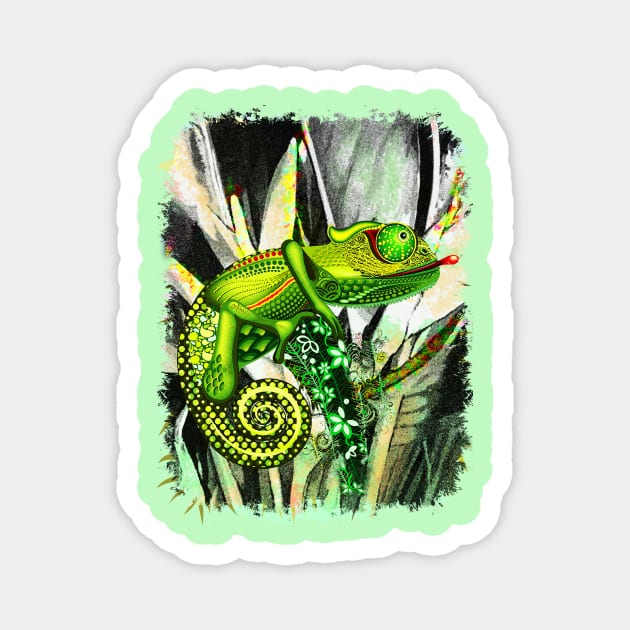 Chameleon Hunter Weird Surreal Animal Magnet by BluedarkArt