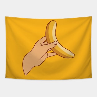 Hand Holding Banana Tapestry