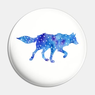 Blue Star Wolf Watercolor Pin