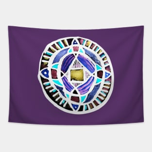 Four Season Life Mandala on Purple Tapestry