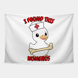 Funny duck is a nurse with a joke Tapestry