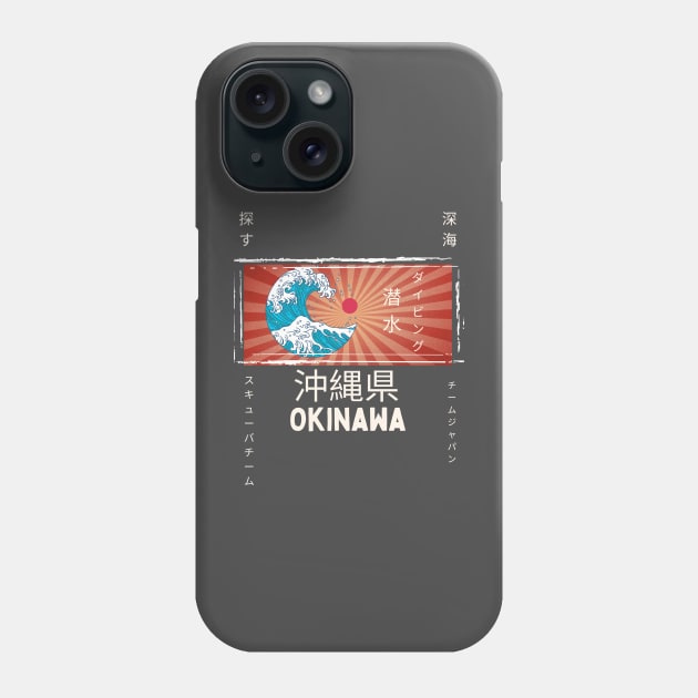 Okinawa dive and surf, Japanese Great Wave Phone Case by Teessential