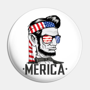 Abe Lincoln Merica 4th of July Tee Pin