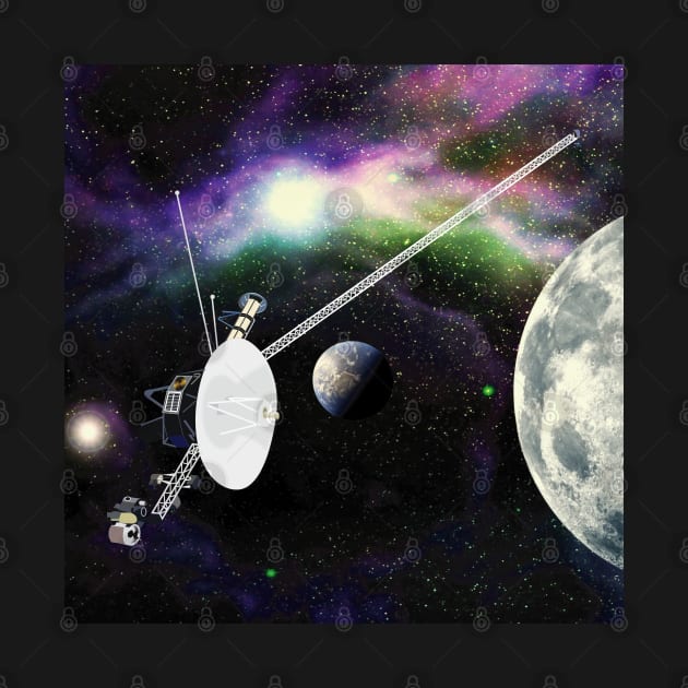 Voyager space probe. Galaxy. Stars. Aliens. Extraterrestrial encounter. by Ideas Design