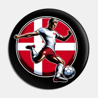 Dynamic Denmark Soccer Star in Action - Vector Design Pin