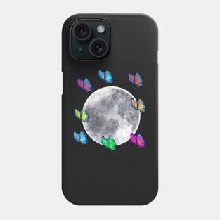 butterflies take the moon - blue Peruvian morpho butterflies With a dash of colour added by artistic license on the moon Phone Case