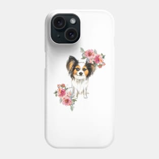 Cute Papillon Puppy Dog Watercolor Art Phone Case