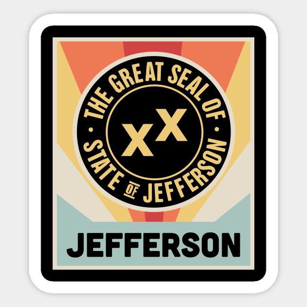 State Of Jefferson | Retro Vintage Style Poster - State Of Jefferson - Sticker