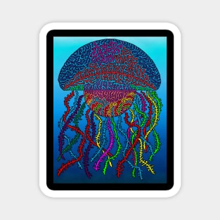 Rainbow Jellyfish with Deep Sea Background Magnet