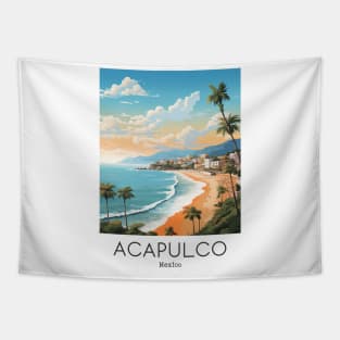 A Vintage Travel Illustration of Acapulco - Mexico Tapestry