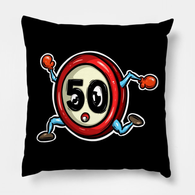 Speeding Driving Test Warning Traffic Road Sign Cartoon Character Pillow by Squeeb Creative